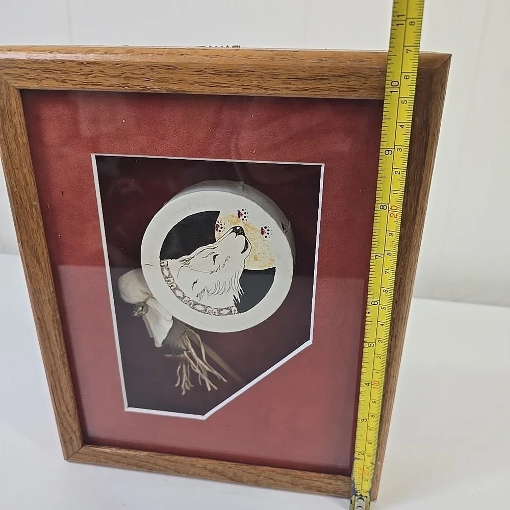 Native American Handcrafted Indian Drum‎ Shadow Box Vintage 90s